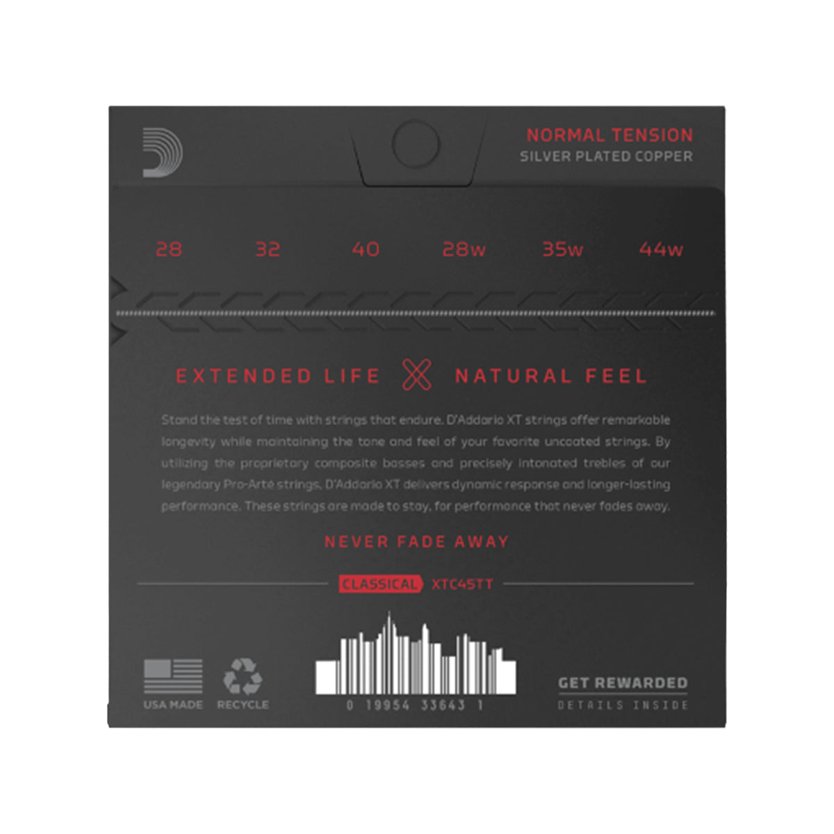 D'Addario XT Dynacore Titanium Classical Guitar Normal Tension Acoustic Guitars / 12-String