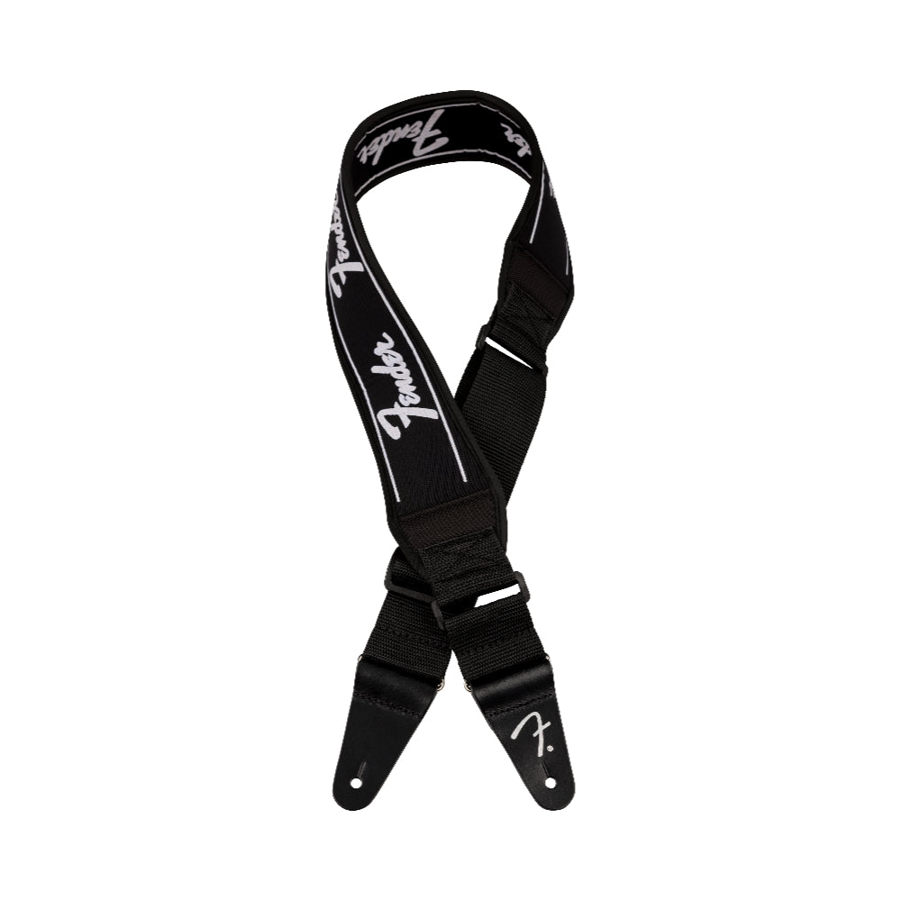 Fender Swell Neoprene Logo Strap Running Logo Black 2.5" Accessories / Straps