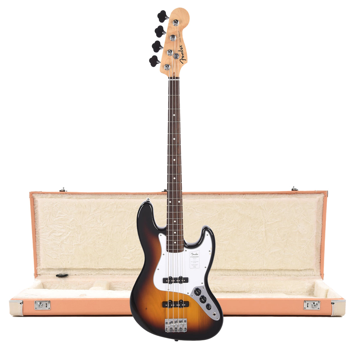 Fender Standard Jazz Bass LRL 3-Color Sunburst and Pacific Peach Hardshell Case Bundle Bass Guitars / 4-String