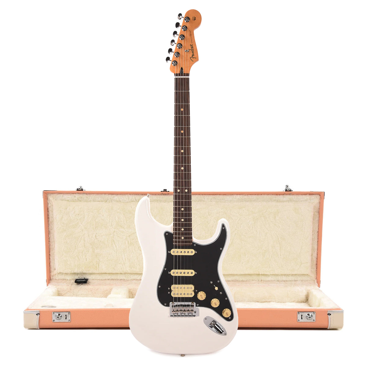Fender Player II Stratocaster HSS RW Polar White and Pacific Peach Hardshell Case Bundle Electric Guitars / Solid Body