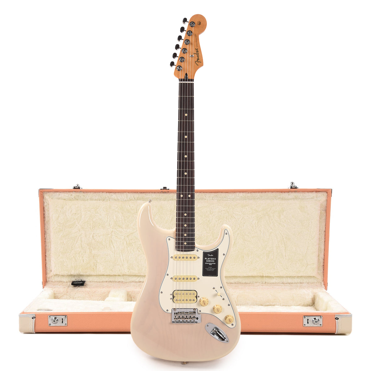 Fender Player II Stratocaster HSS RW White Blonde and Pacific Peach Hardshell Case Bundle Electric Guitars / Solid Body