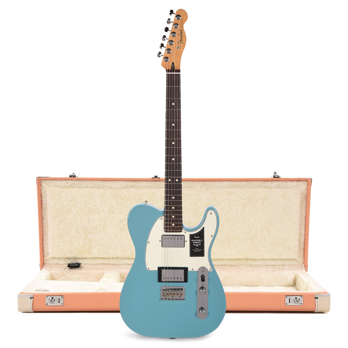 Fender Player II Telecaster HH RW Aquatone Blue and Pacific Peach Hardshell Case Bundle Electric Guitars / Solid Body