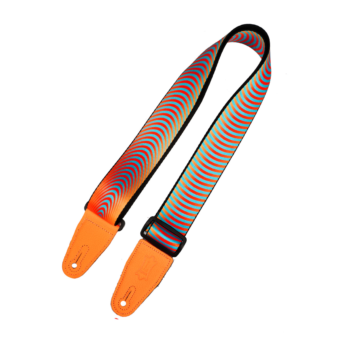 Levy's Optical Illusion Series 2" Orange Sonic Boom Optical Illusion Print Strap with Orange Leather Ends Accessories / Straps