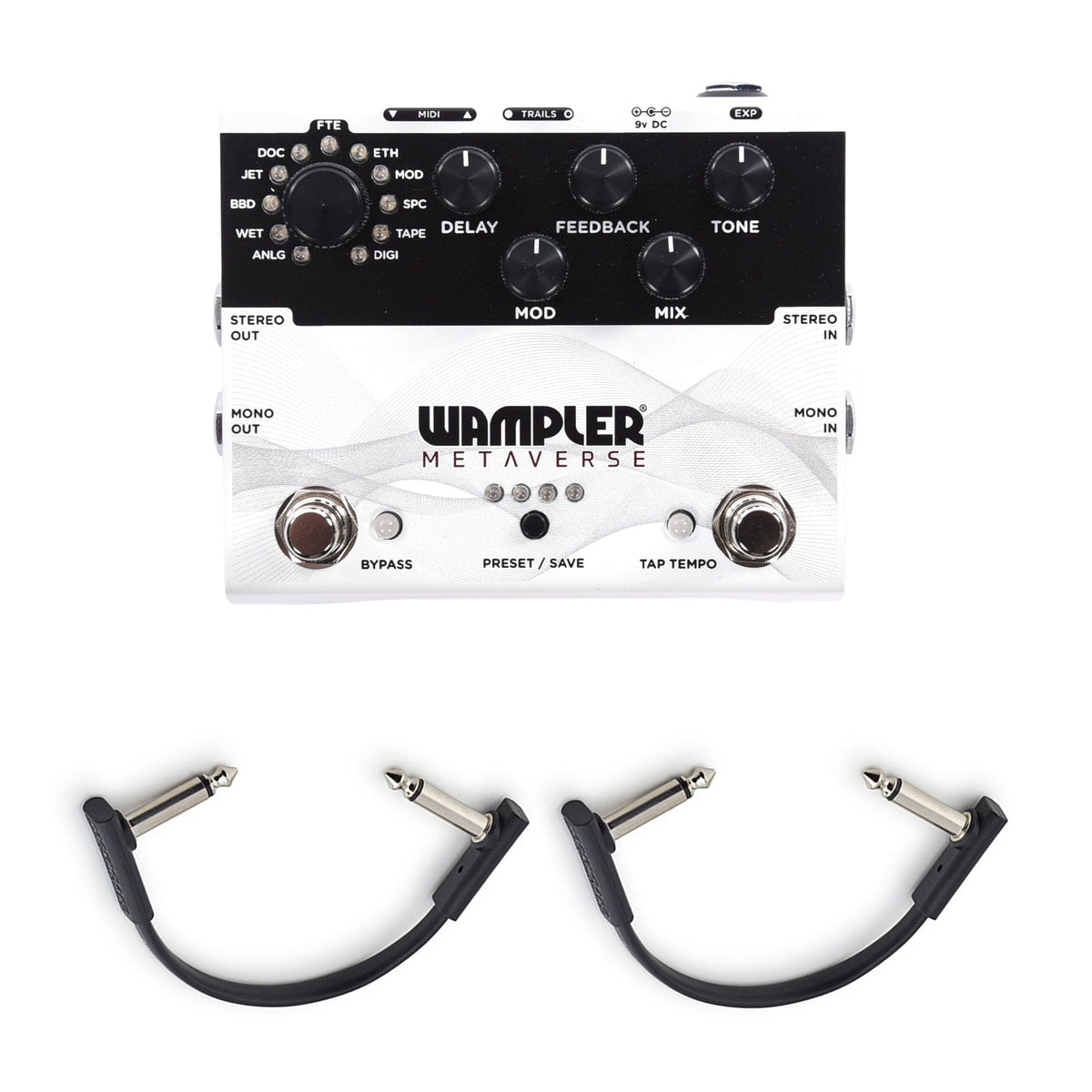 Wampler Metaverse Programmable Delay Pedal w/(2) Rockboard Flat Patch Cables Bundle Effects and Pedals / Delay
