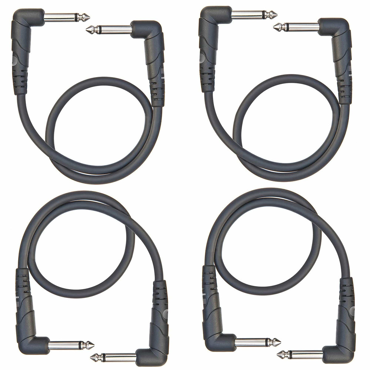 D'Addario Classic Series Patch Cable Right-Angle 3' 4 Pack Bundle Accessories / Cables