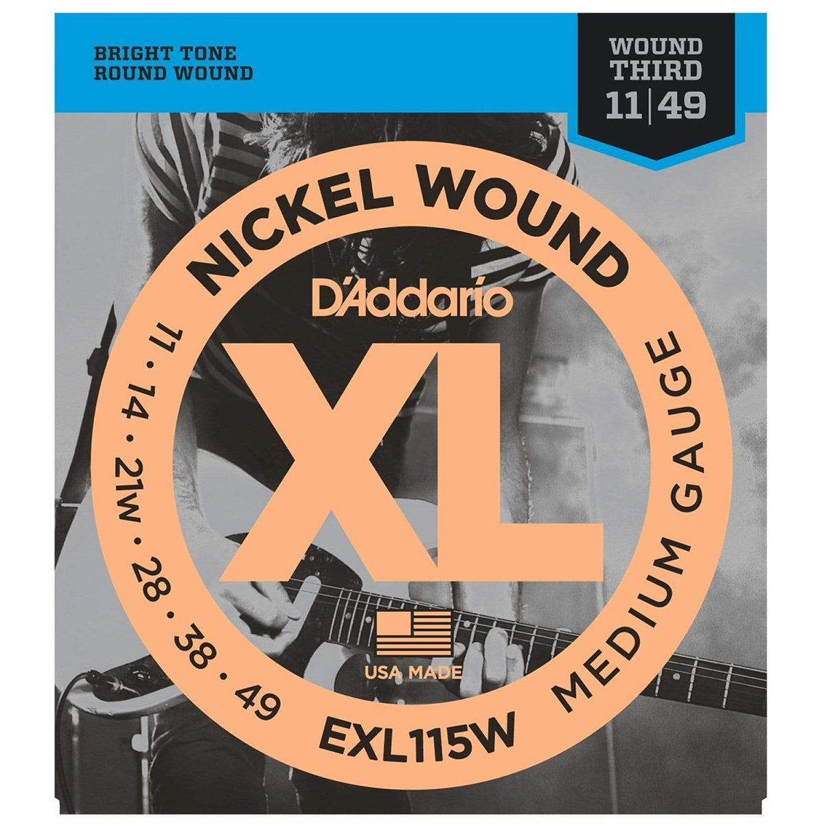 D'Addario EXL115W Electric 11-49 w/Wound 3rd (3 Pack Bundle) Accessories / Strings / Guitar Strings
