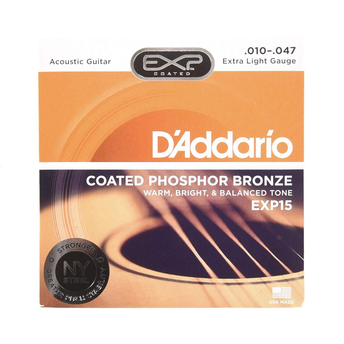D'Addario EXP15 Coated Acoustic Phosphor Bronze Extra Light 10-47 Accessories / Strings / Guitar Strings