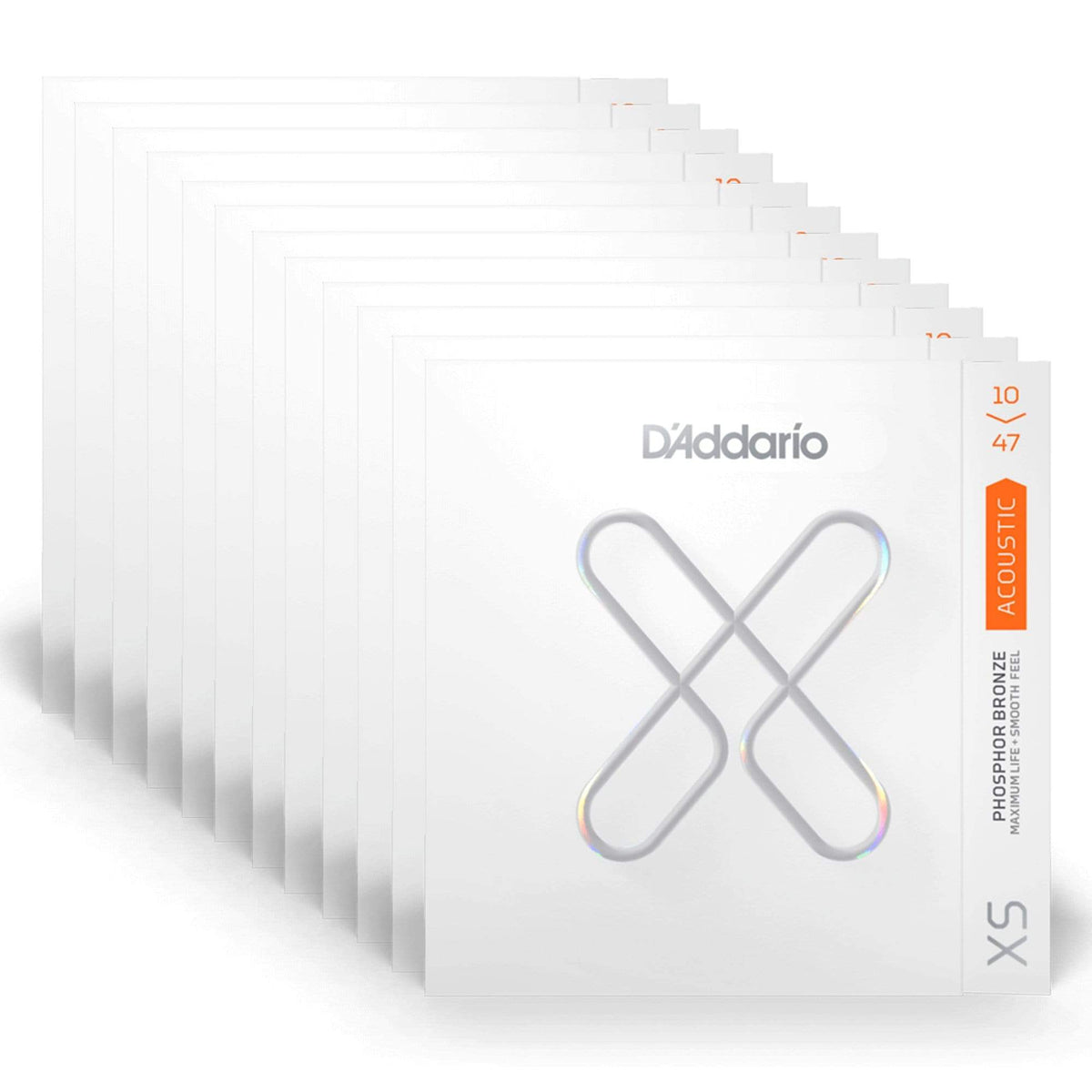 D'Addario XS Coated Acoustic Phosphor Bronze Extra Light 10-47 12 Pack Bundle Accessories / Strings / Guitar Strings