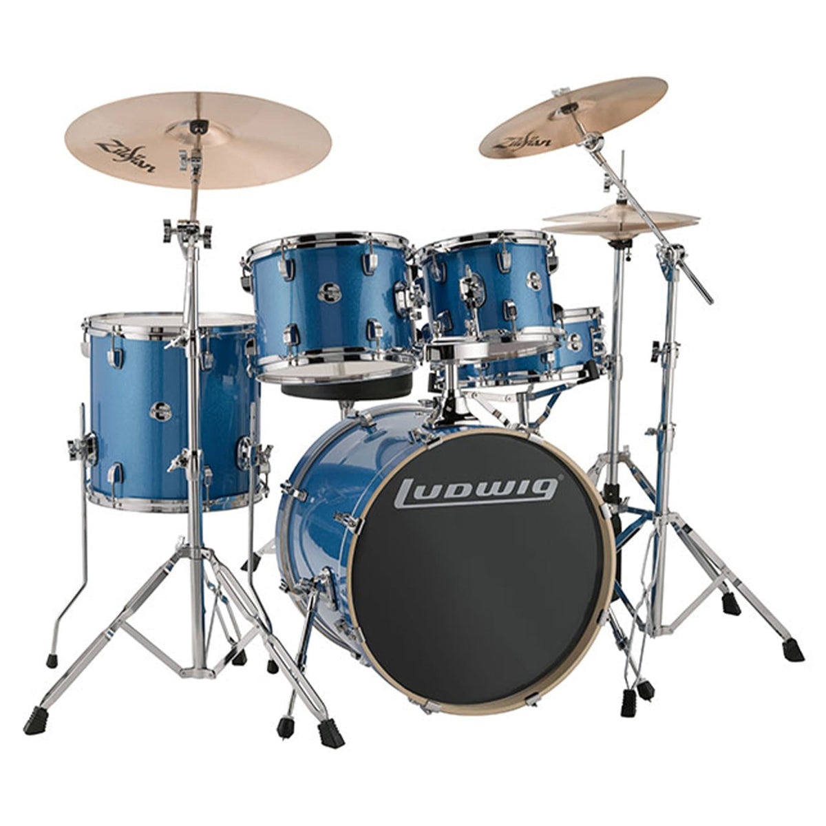 Ludwig Element Evolution 10/12/14/20/5x14 5pc. Drum Kit Blue Sparkle w/Hardware & Zildjian I Series Cymbals Drums and Percussion / Acoustic Drums / Full Acoustic Kits
