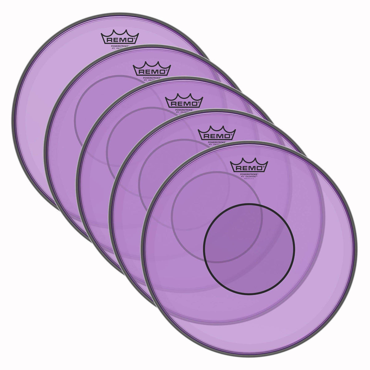 Remo 14" Powerstroke 77 Colortone Purple Drumhead (5 Pack Bundle) Drums and Percussion / Parts and Accessories / Heads