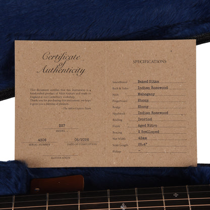 Atkin D37 Baked Sitka/Rosewood Aged Natural Acoustic Guitars