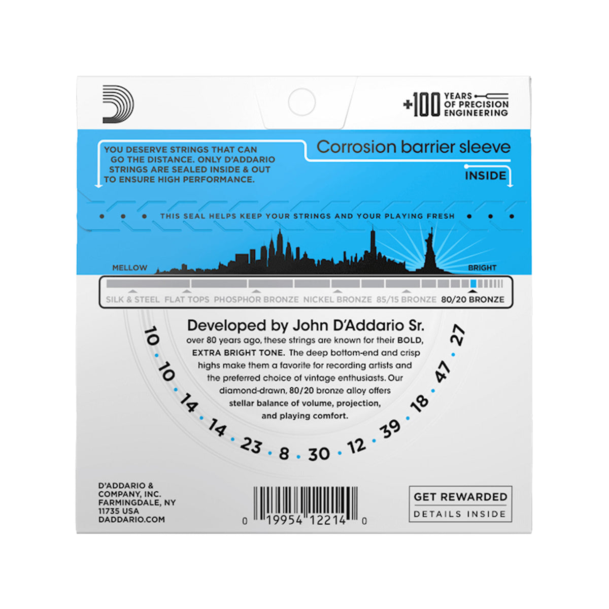 D'Addario EJ36 Acoustic 80/20 Bronze 12-String 10-47/27 Accessories / Strings / Guitar Strings