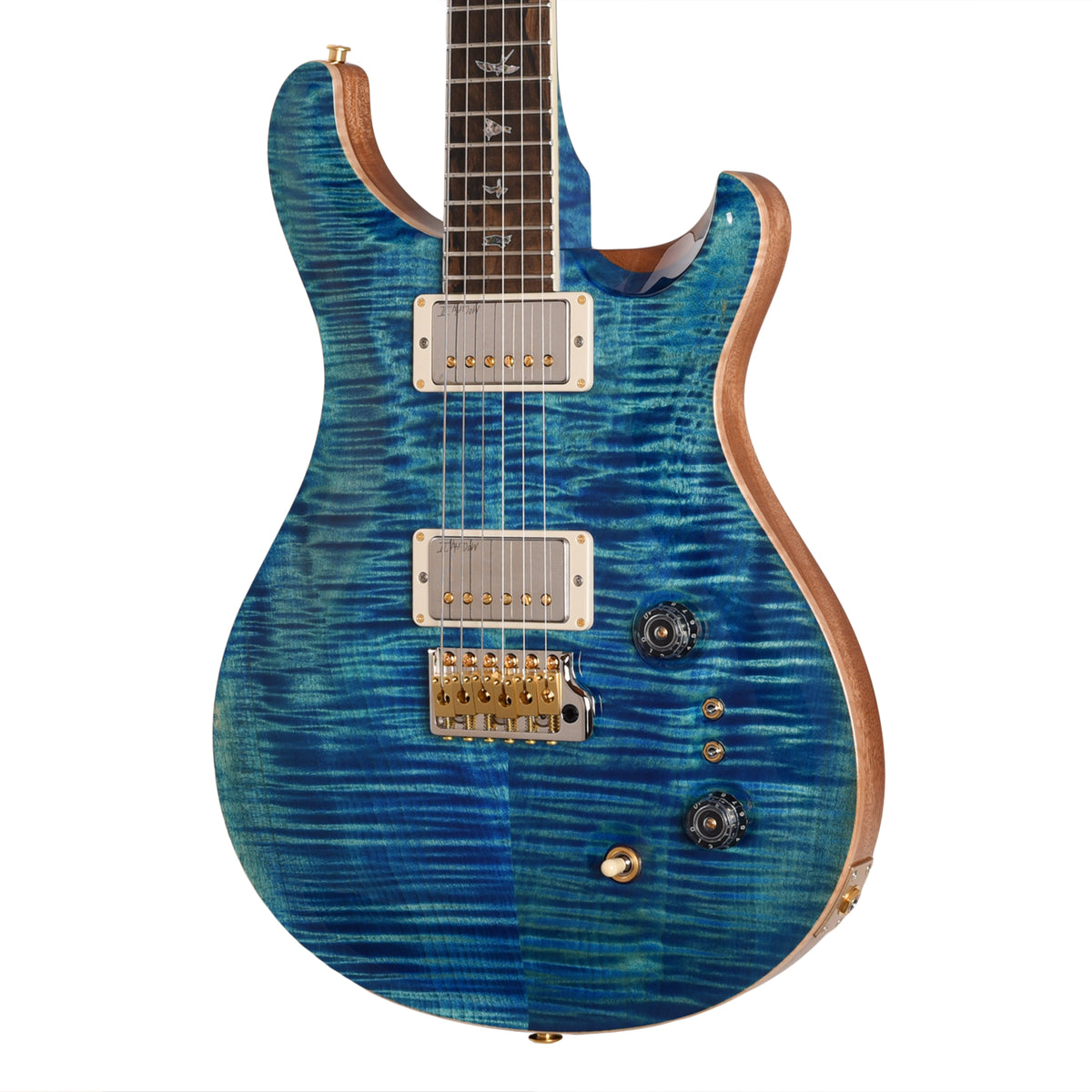 PRS Wood Library McCarty Tremolo Flame 10-Top Arctic Blue w/"408" Switching, Stained Neck Electric Guitars