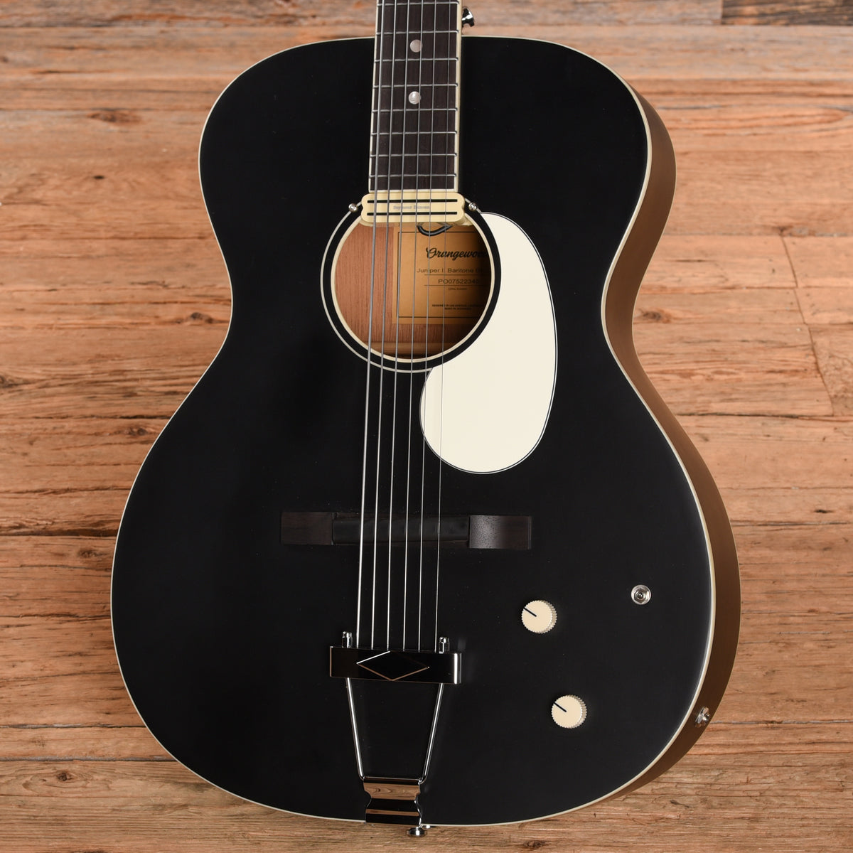 Orangewood Juniper II Baritone Black Live Rubber Bridge Acoustic-Electric Guitar Matte Black Acoustic Guitars