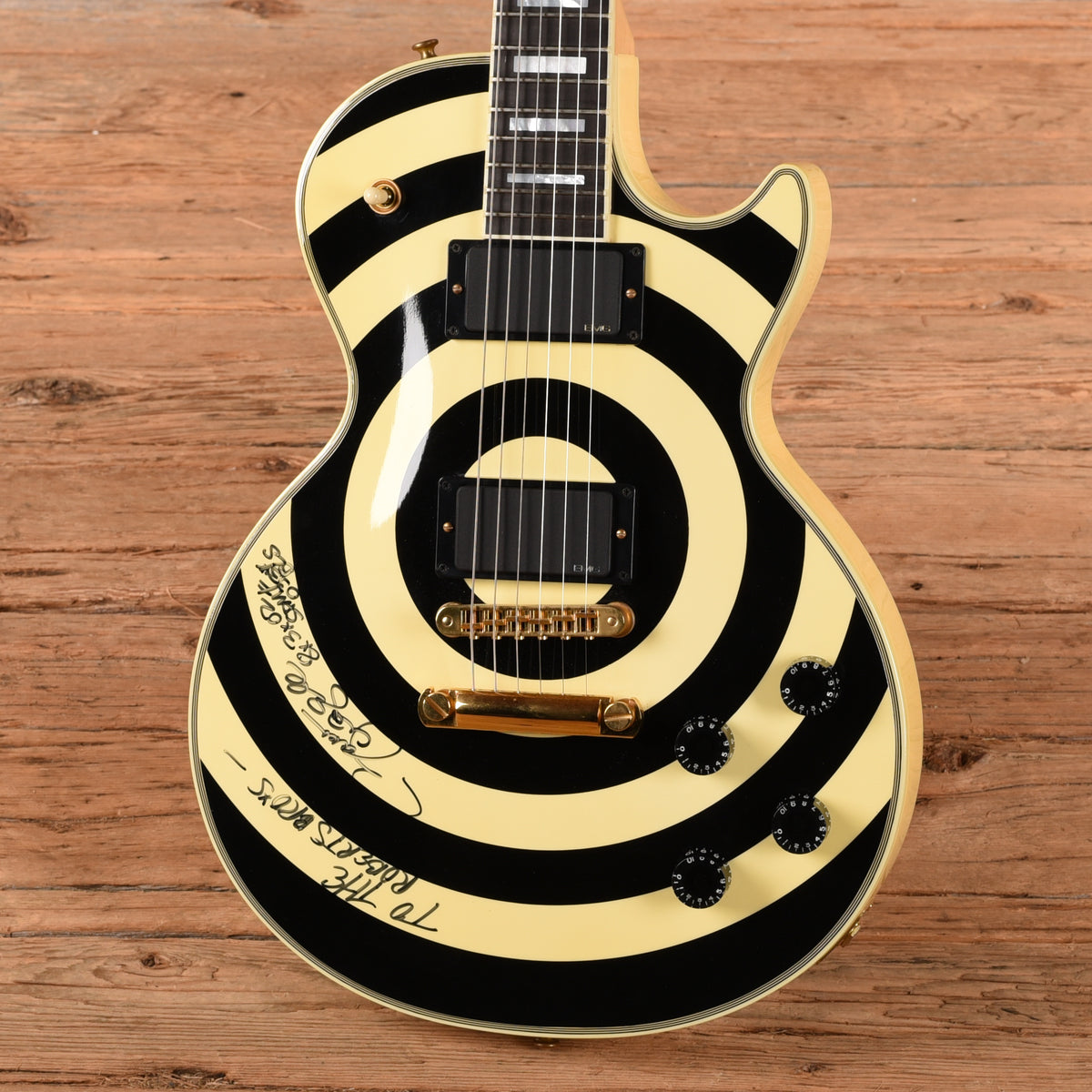 Gibson Custom Zakk Wylde Signature Les Paul Custom Bullseye (Signed by Zakk Wylde) White / Black 2002 Electric Guitars