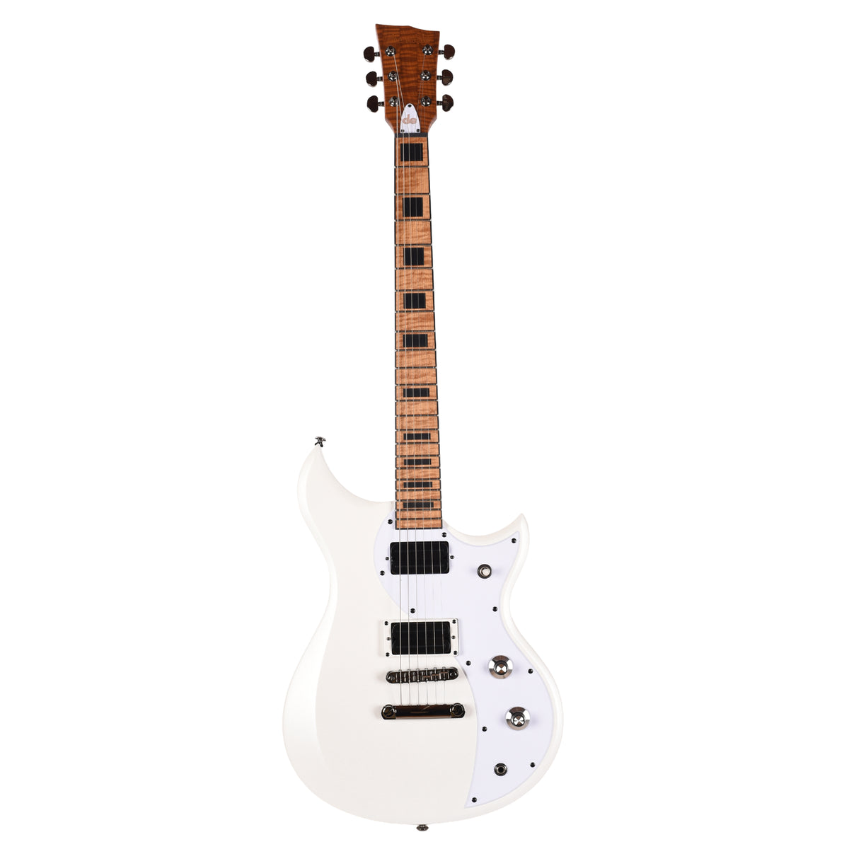 Dunable Cyclops DE Matte White Pearl w/ White Flame Neck Electric Guitars