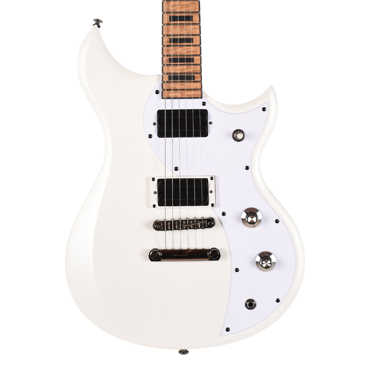 Dunable Cyclops DE Matte White Pearl w/ White Flame Neck Electric Guitars