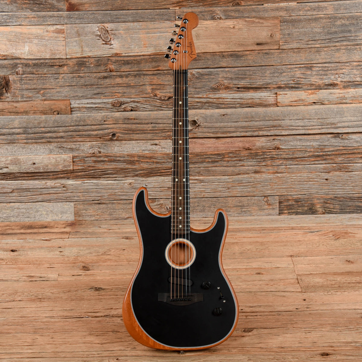 Fender American Acoustasonic Stratocaster Black 2022 Acoustic Guitars / Built-in Electronics