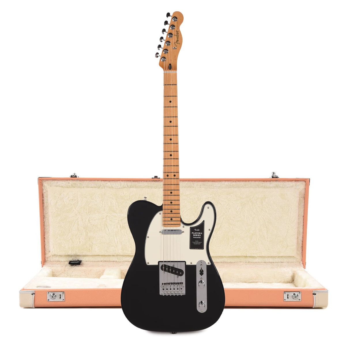 Fender Player II Telecaster MN Black and Pacific Peach Hardshell Case Bundle Electric Guitars / Solid Body