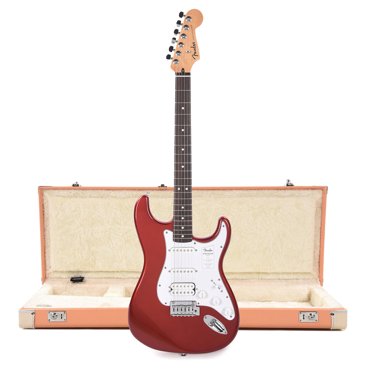 Fender Standard Stratocaster HSS LRL Candy Cola and Pacific Peach Hardshell Case Bundle Electric Guitars / Solid Body