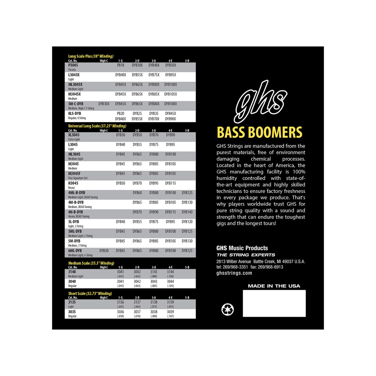 GHS 5-5M-DYB 5-string Bass Strings with Low-B Accessories / Strings / Bass Strings