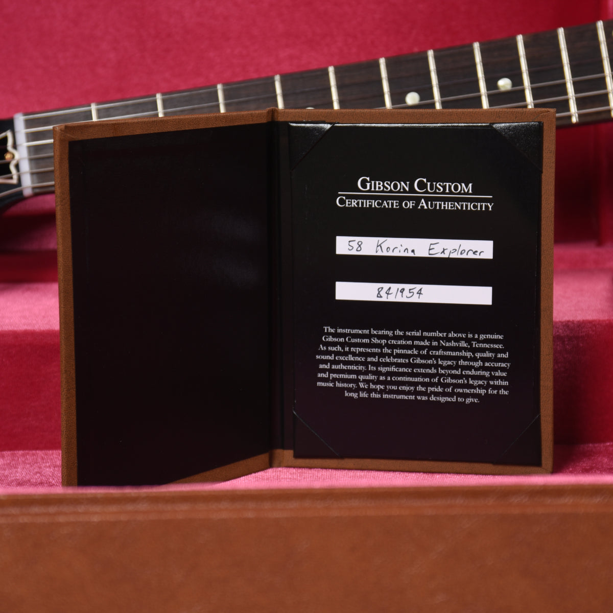 Gibson Custom Shop 1958 Korina Explorer Ebony VOS w/Black Pickguard Electric Guitars / Solid Body