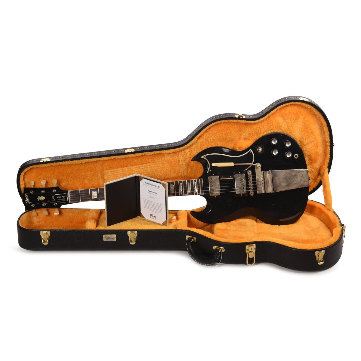 Gibson Custom Shop 1961 Les Paul SG Standard "CME Spec" Antique Ebony Murphy Lab Heavy Aged w/Long Maestro Vibrola Electric Guitars / Solid Body