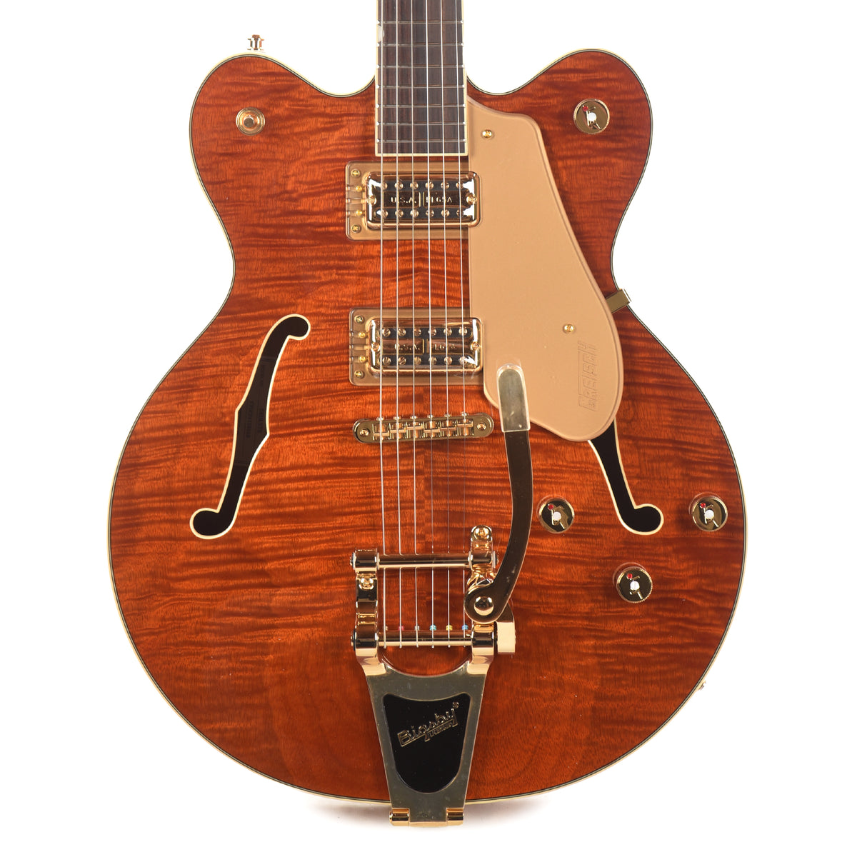 Gretsch Limited Edition Electromatic Flame Okoume Broadkaster Double-Cut with Bigsby Roundup Orange Electric Guitars / Hollow Body
