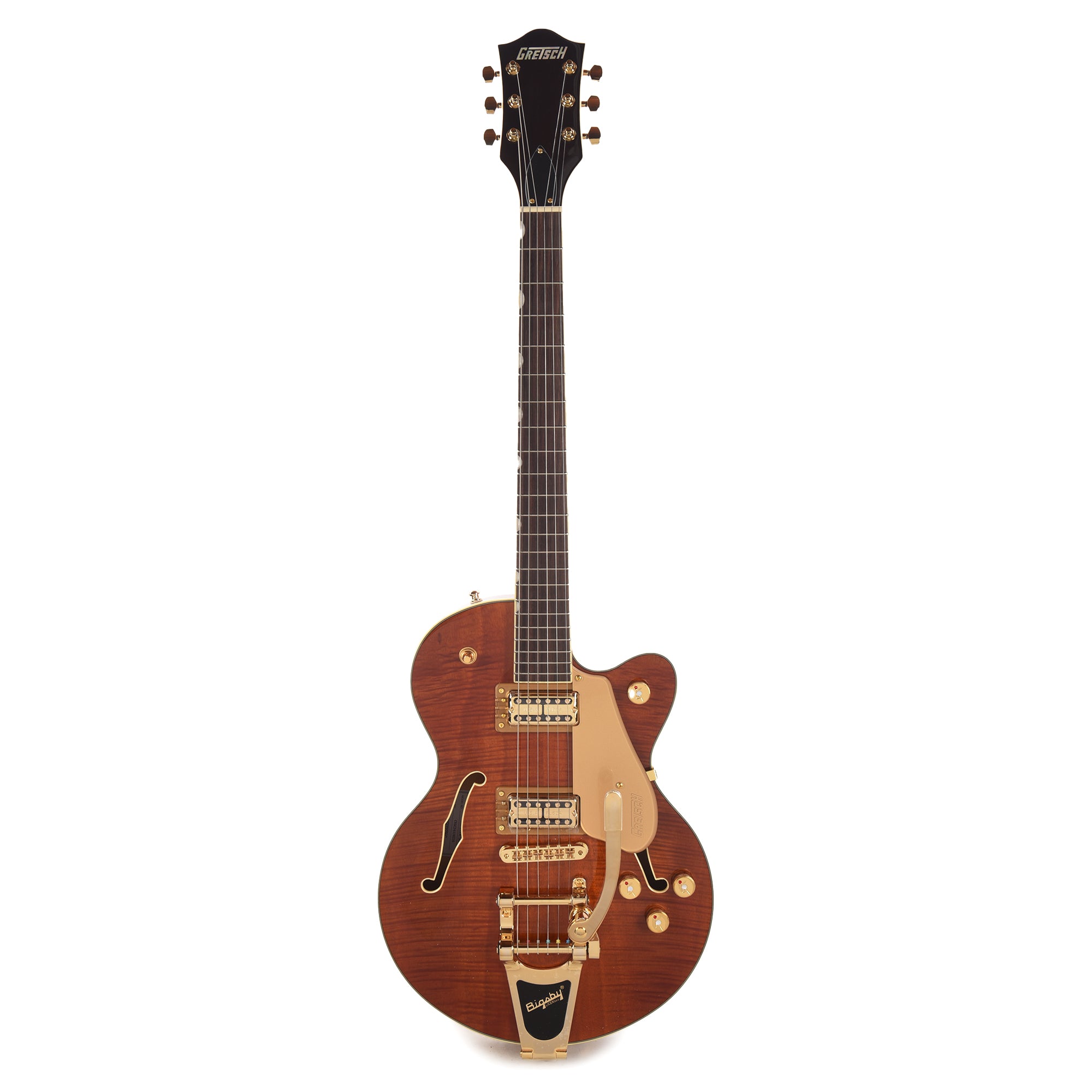 Gretsch Limited Edition Electromatic Flame Okoume Broadkaster Jr. Single -Cut with Bigsby Roundup Orange Electric Guitars / Semi-Hollow