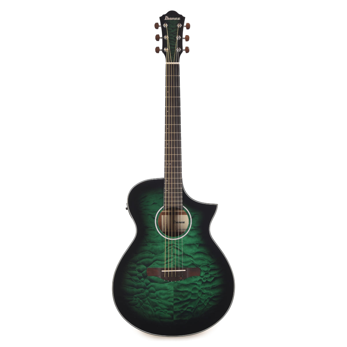 Ibanez AEWC16QATEH AEWC Acoustic-Electric Guitar Transparent Emerald Burst High Gloss Acoustic Guitars