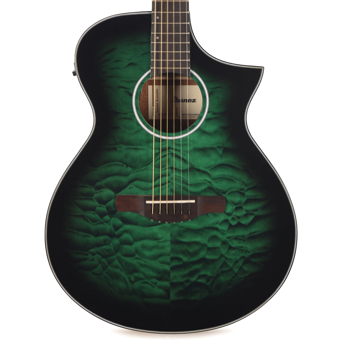 Ibanez AEWC16QATEH AEWC Acoustic-Electric Guitar Transparent Emerald Burst High Gloss Acoustic Guitars