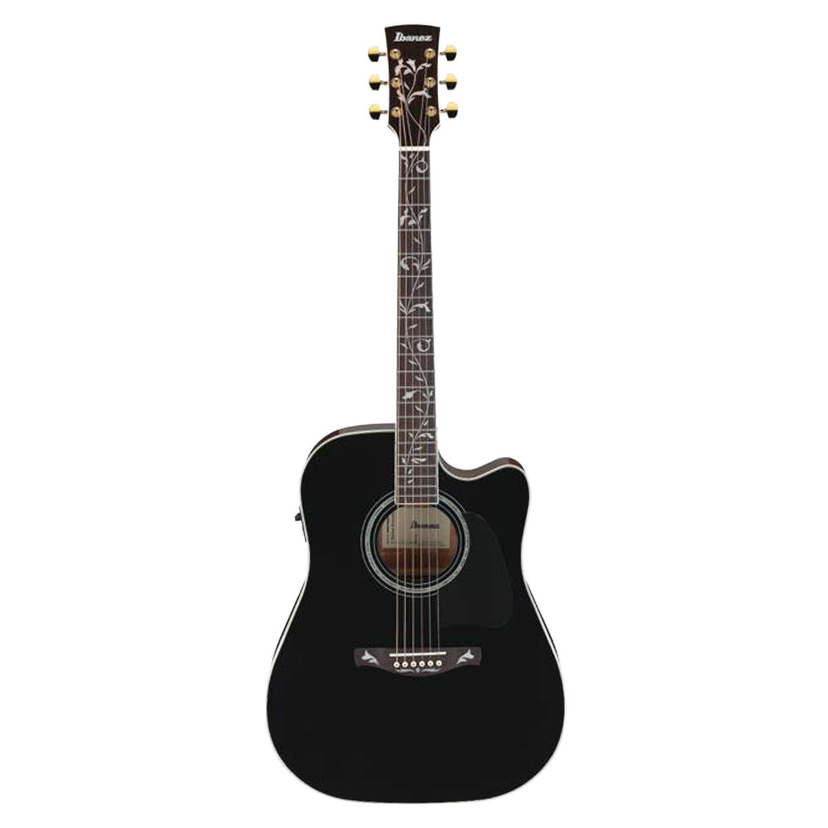 Ibanez AW391CEBKH Dreadnought Cutaway Acoustic-Electric Guitar Black High Gloss Acoustic Guitars