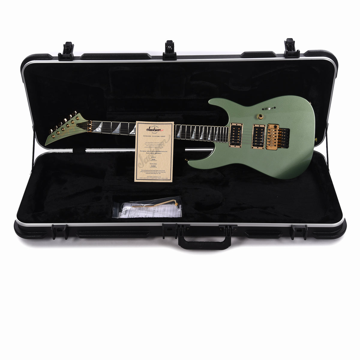 Jackson Custom Shop Soloist 2H FR Sage Green Metallic Electric Guitars / Solid Body