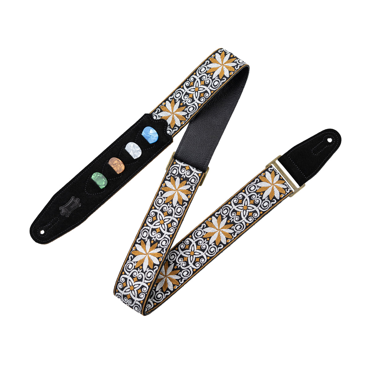 Levy's Vintage Hootenanny Series 2" '60s Hootenanny Brown and White Jacquard Weave Guitar Strap Accessories / Straps