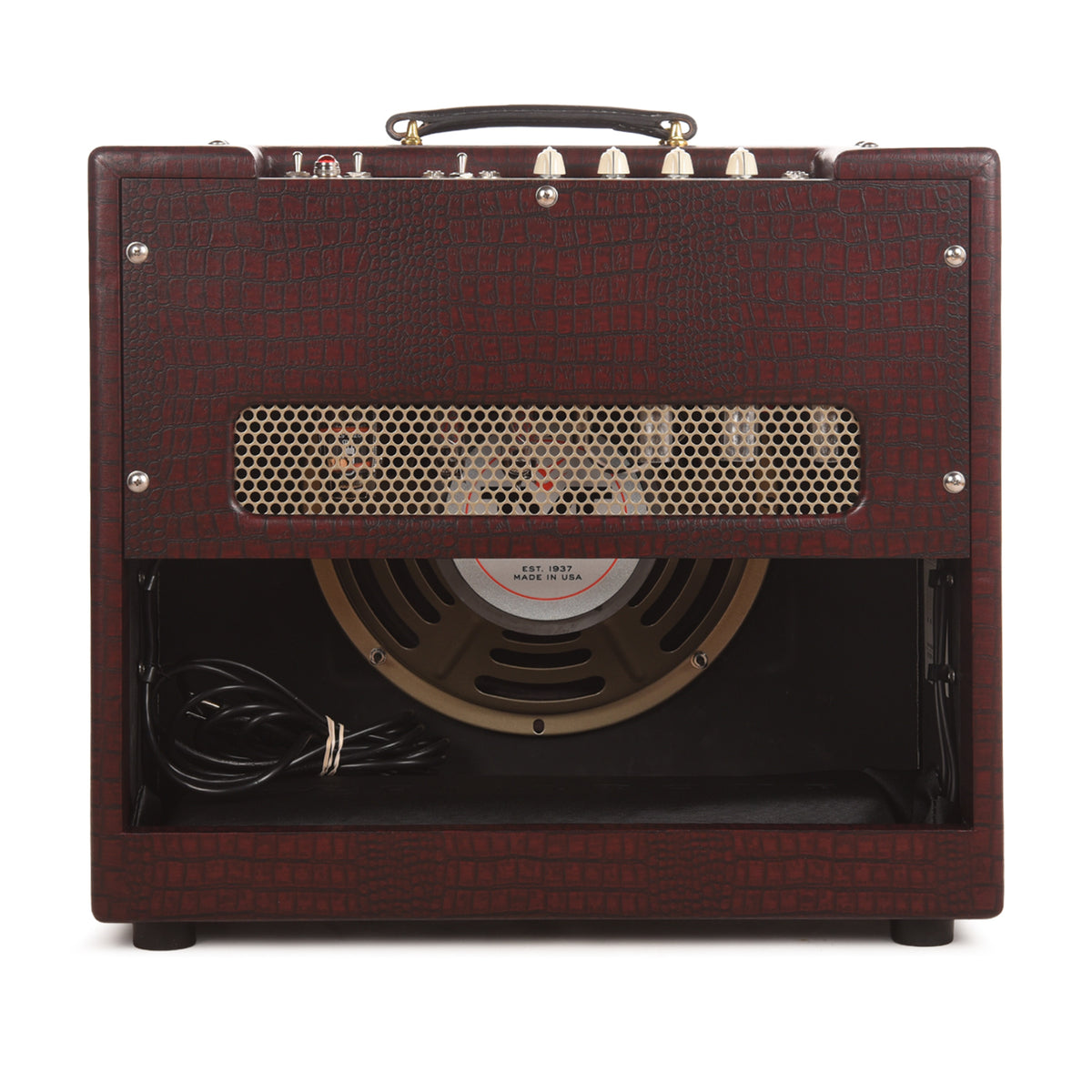 Magnatone Varsity Reverb 15w 1x12 Point to Point Handwired Combo Amp Cathedral Burgundy Amplifiers