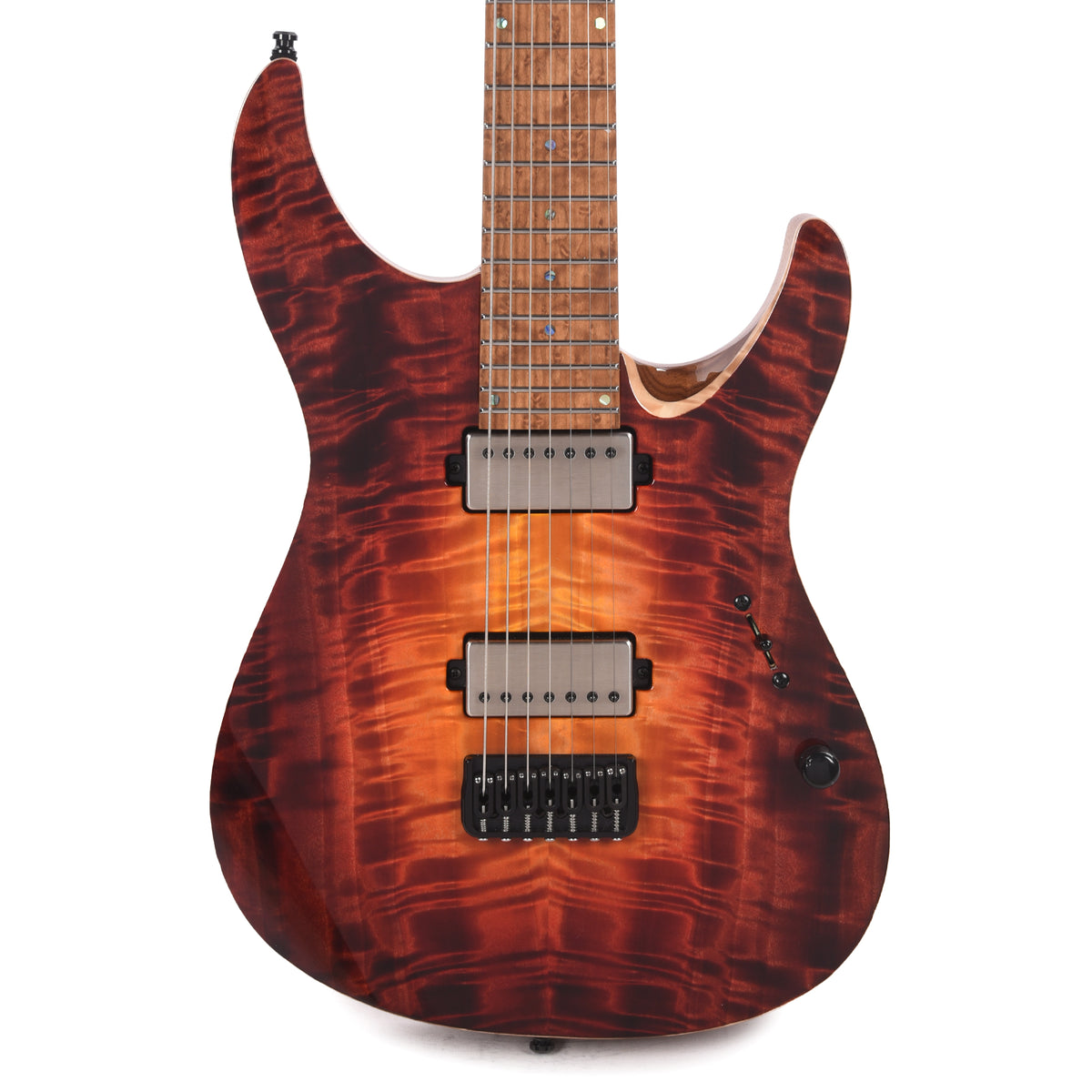 Mayones Aquila Elite S 7 Curly Poplar 5A/Swamp Ash Lava Burst Electric Guitars / Solid Body