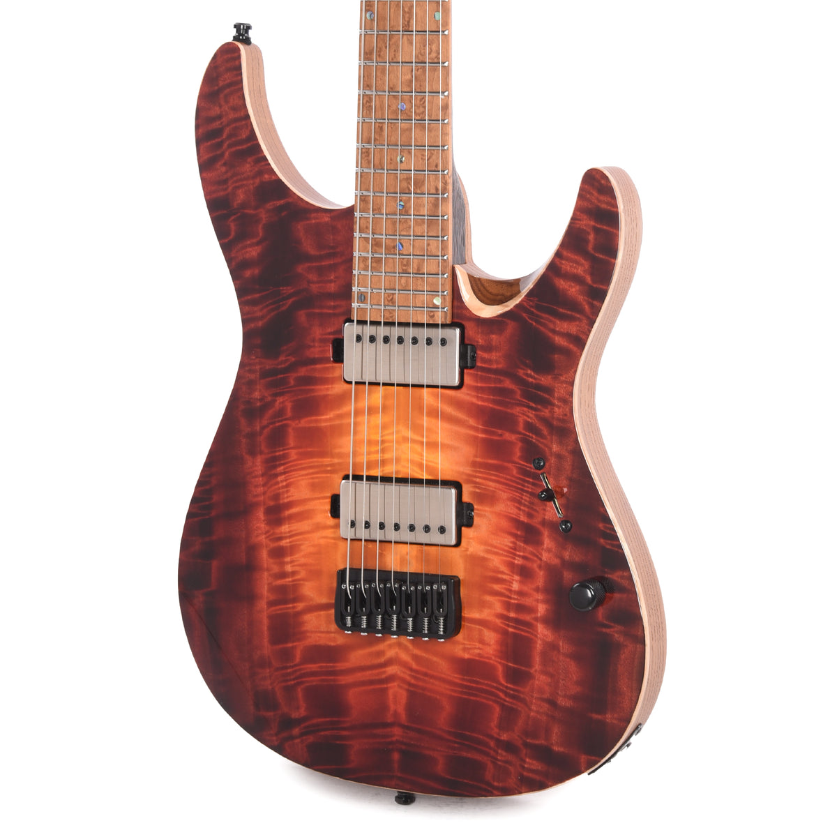 Mayones Aquila Elite S 7 Curly Poplar 5A/Swamp Ash Lava Burst Electric Guitars / Solid Body