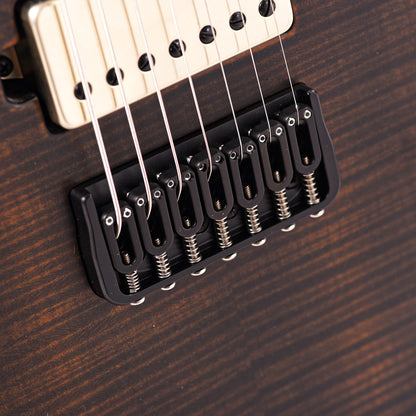 Mayones Regius 7 Baritone Flamed Maple/Swamp Ash Antique Black Electric Guitars / Solid Body