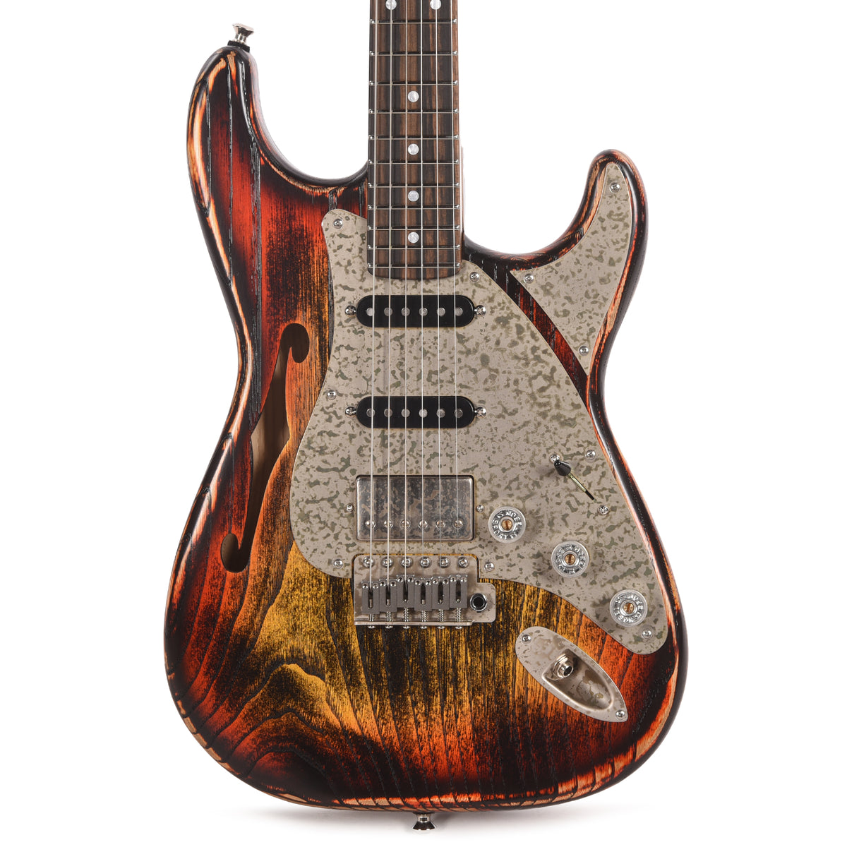 Paoletti Alfa Lounge Aged Chestnut Heavy Black Inferno Electric Guitars / Semi-Hollow