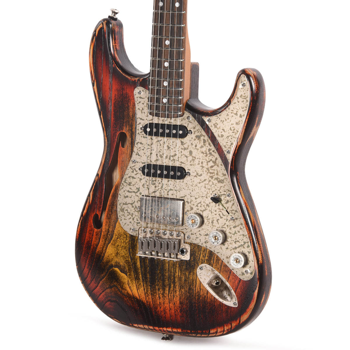 Paoletti Alfa Lounge Aged Chestnut Heavy Black Inferno Electric Guitars / Semi-Hollow