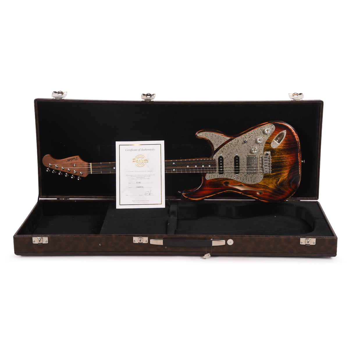 Paoletti Alfa Lounge Aged Chestnut Heavy Black Inferno Electric Guitars / Semi-Hollow