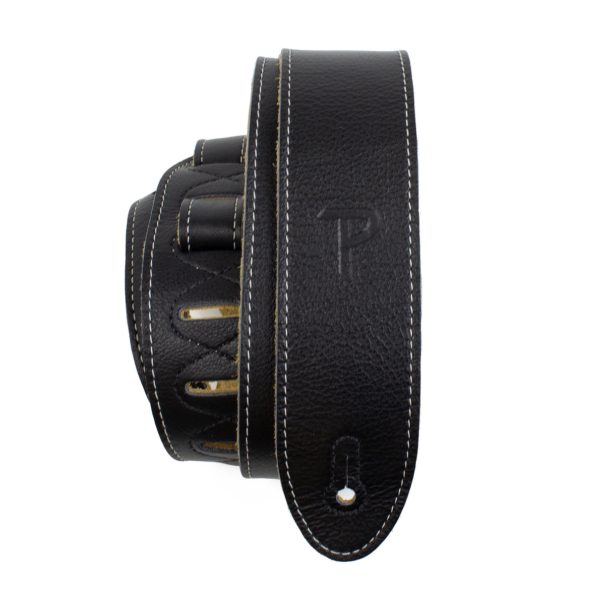 Perri's Deluxe Soft Italian Leather 2" Black Guitar Strap Straps