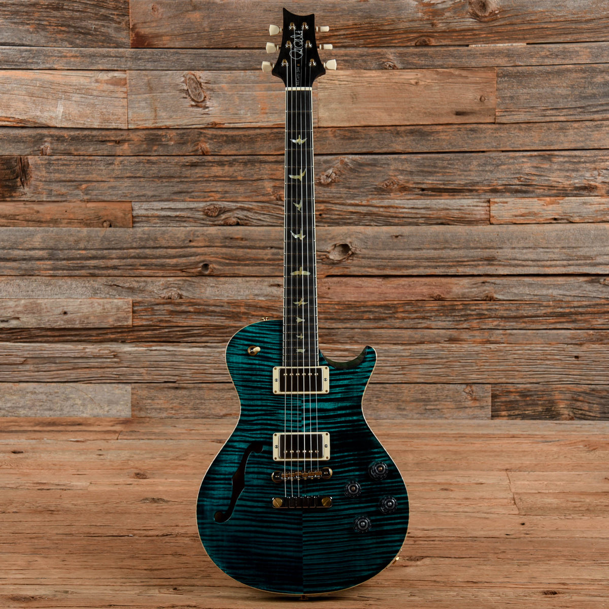 PRS Wood Library McCarty 594 Singlecut Semi-Hollow Flame Blue Green Top/Back w/Ebony Fingerboard & Rosewood Neck 2022 Electric Guitars / Semi-Hollow