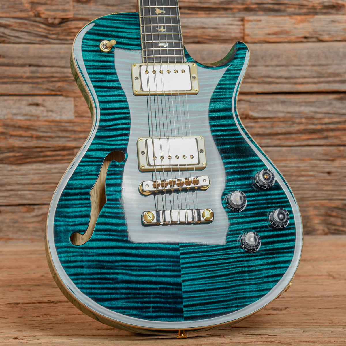 PRS Wood Library McCarty 594 Singlecut Semi-Hollow Flame Blue Green Top/Back w/Ebony Fingerboard & Rosewood Neck 2022 Electric Guitars / Semi-Hollow