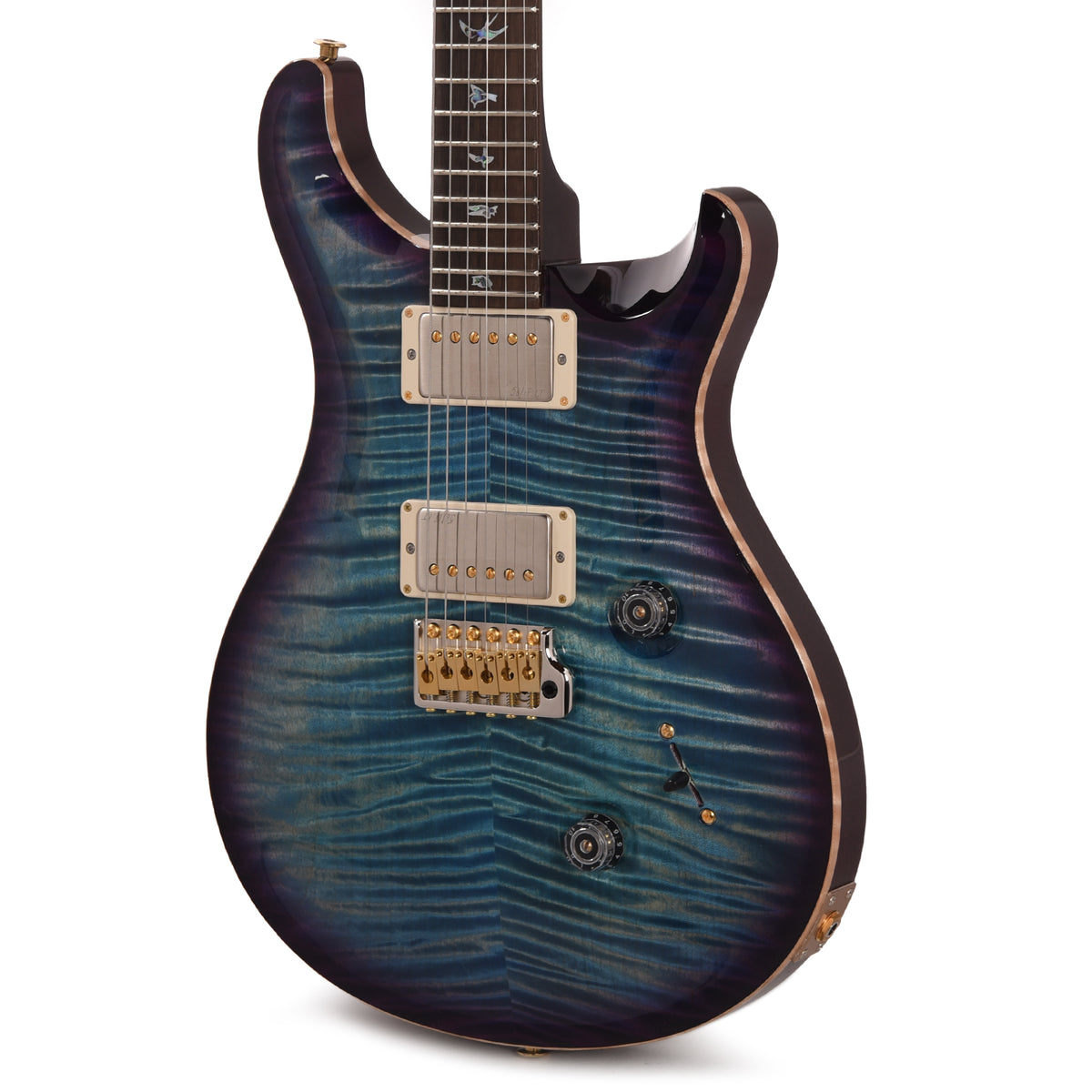 PRS Wood Library Custom 24 Fat Back 10-Top Flame Aquableux Purple Burst w/Brazilian Rosewood Fingerboard Electric Guitars / Solid Body