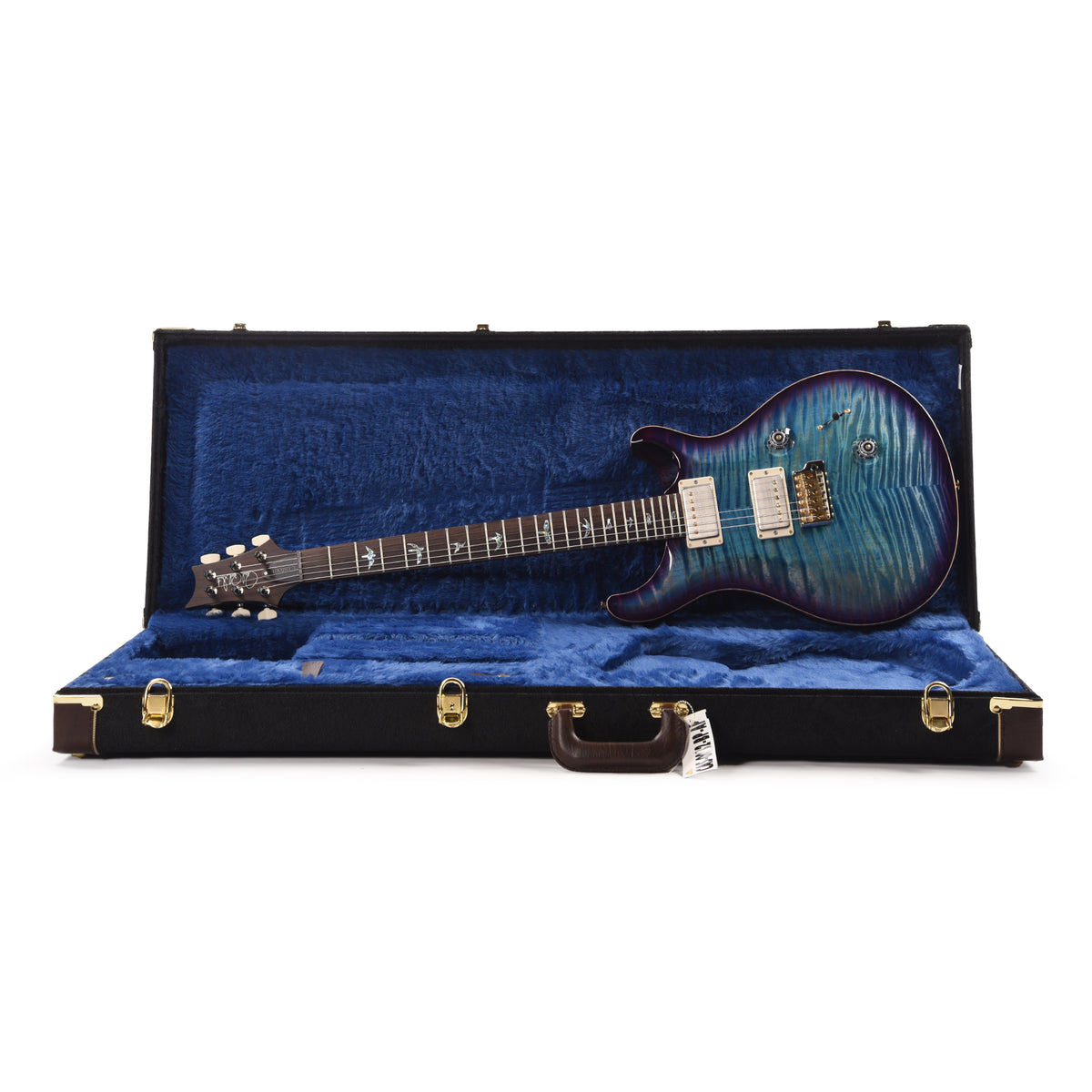 PRS Wood Library Custom 24 Fat Back 10-Top Flame Aquableux Purple Burst w/Brazilian Rosewood Fingerboard Electric Guitars / Solid Body