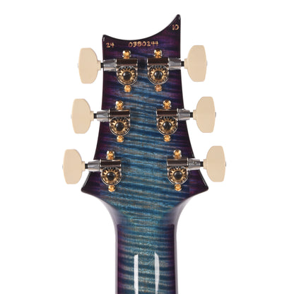 PRS Wood Library Custom 24 Fat Back 10-Top Flame Aquableux Purple Burst w/Figured Stained Neck & African Blackwood Fingerboard Electric Guitars / Solid Body