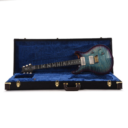 PRS Wood Library Custom 24 Fat Back 10-Top Flame Aquableux Purple Burst w/Figured Stained Neck & African Blackwood Fingerboard Electric Guitars / Solid Body