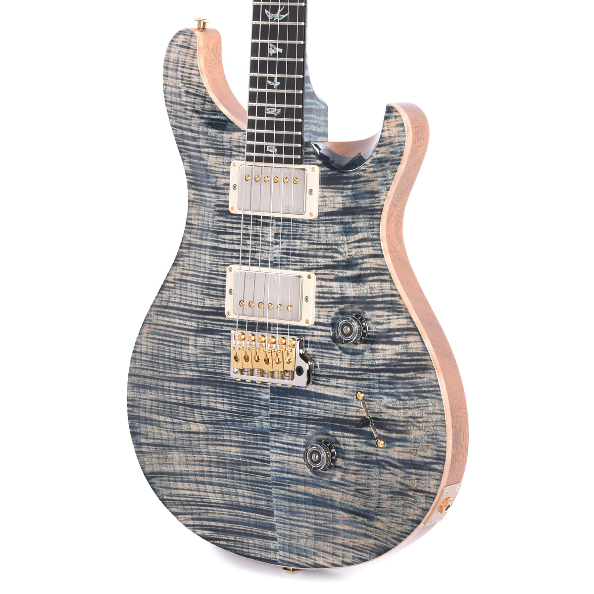 PRS Wood Library Custom 24 Fat Back 10-Top Flame Faded Whale Blue w/Figured Stained Neck & African Blackwood Fingerboard Electric Guitars / Solid Body