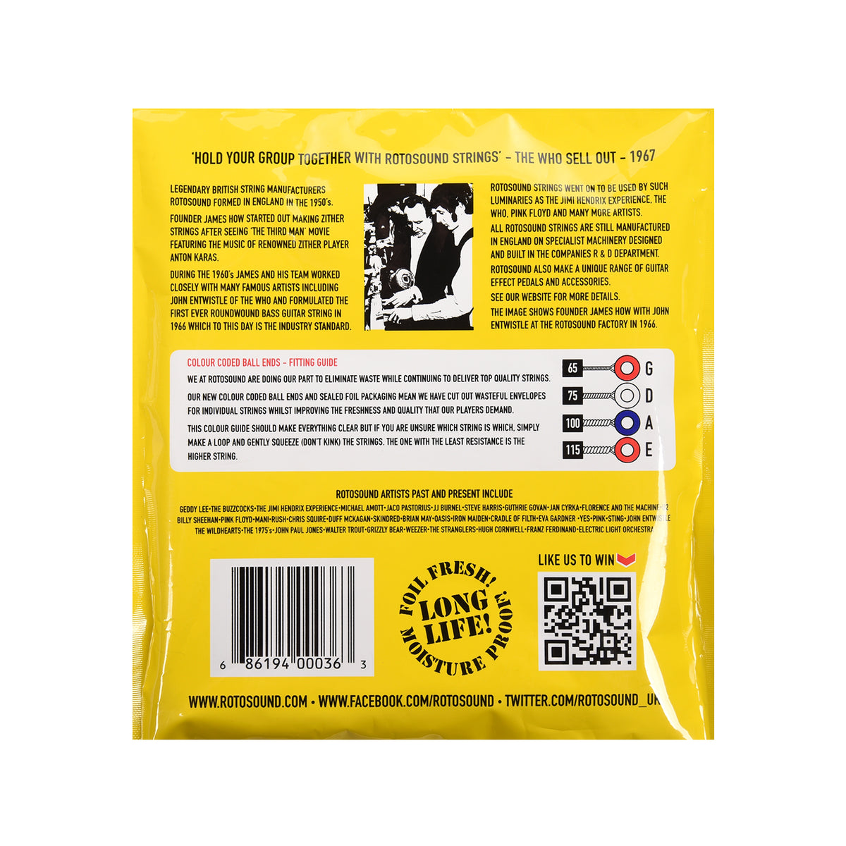 Rotosound RS88LD Trubass Bass Strings Long Scale Black Nylon 65-115 Accessories / Strings / Bass Strings